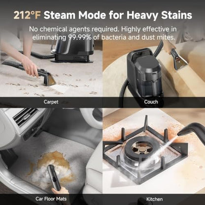 Uwant Carpet Cleaner Machine with Steam&Hot&Cold Water System 18Kpa Powerful Suction Upholstery Cleaner Machine with Pet Pro Cleaner for Pets, Carpet Steam Cleaner Set of 1 - Image 4