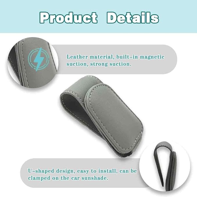 Sunglass Holder for Car, Ticket Holders and Glasses Frames, Compatible with Most Cars, Trucks and SUV (1, Gray) - Image 4