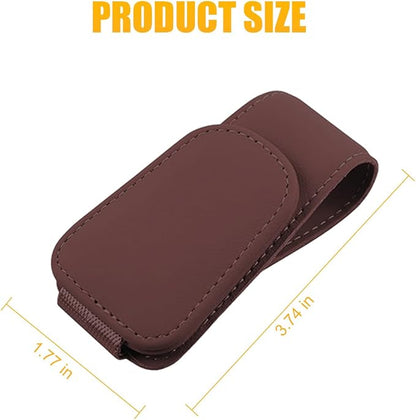 AICEL 2PCS Sunglasses Holders for Car Sun Visor, Magnetic Clip, Wine Red | Leather Eyeglasses Hanger Mounter, Magnetic Glasses Holder and Ticket Card Clip, Car Accessories, Universal Fit - Image 2