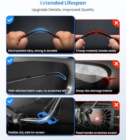 Zanch 2026 Upgraded Windshield Sun Shade Umbrella: Custom Fit for Honda CRV 2016-2026 Front Window Sunshade, Block UV Rays & Keep Car Cool, 1:1 Scan for CRV, No Gaps & No Scratches. - Image 5