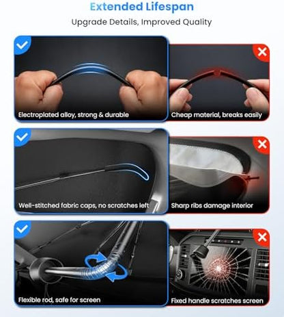 Zanch 2026 Upgraded Windshield Sun Shade Umbrella: for Chevrolet Silverado 1500 2019-2026 Front Window Sunshade, Block UV Rays & Keep Car Cool, 1:1 Scan for Silverado 1500, No Gaps & No Scratches. - Image 5
