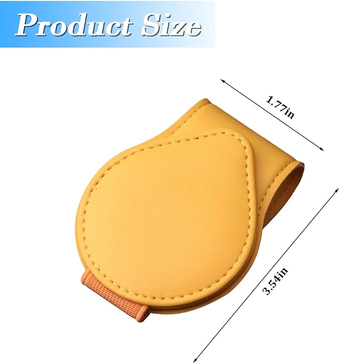 Sunglasses Holder for Car Visor, Magnetic Leather Sun Visor Eyeglasses Hanger & Ticket Card Clip, for Most Cars - Image 2
