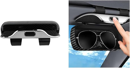 Sunglasses Holder for Car Sun Visor, Convenient Vehicle Visor Eyeglasses Organizer Case, Automotive Interior Glasses Hanger Protective Storage Box, Universal for Vehicles (Carbon Fiber) by Unknown