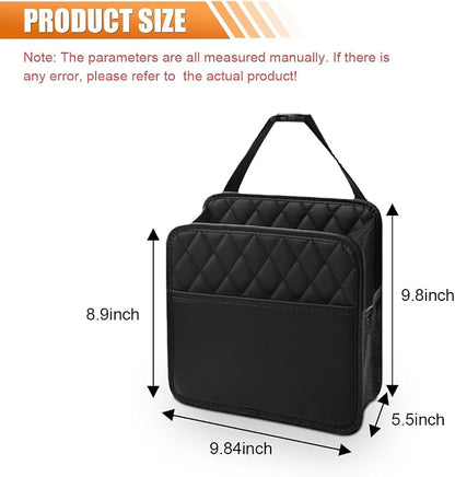 LAINLOY Foldable Car Seat Back Organizer, Large Capacity Hanging Car Backseat Storage Bag with Cup Holders, PU Leather Waterproof Car Trash Bag Can, Car Travel Accessories for Most Vehicles (2) - Image 2