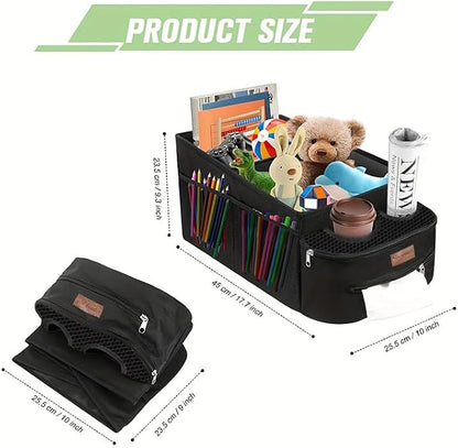 FUNNy elf Collapsible Car Backseat Organizer with 4 Cup Holders | Waterproof Oxford, Anti-slip Base, 6 Mesh Pocket & 1 Zipper Tissue Pocket, Passenger Seat Organizer for SUV, Truck, Sedan - Image 2