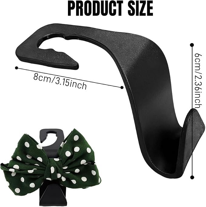 2PCS Car Seat Headrest Hooks, Car Purse Hook, Cute Bow Knot Vehicle Seatback Hanging Storage Organizer, Auto Seatback Decor Organizer Hanger for SUV Truck (Green/Polka Dot) - Image 2