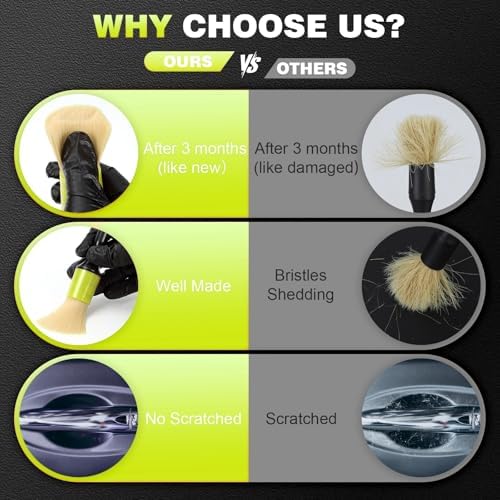 MVEQRRN 10PCS Car Detailing Brush Set,Boars Hair Detail Brush Kit(Green) - Image 7