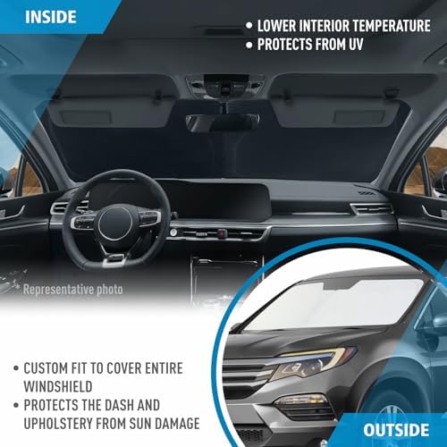 CLIM ART Windshield Sun Shade for Honda Pilot 2016-2022, Custom-Fit Foldable Car Sunshade, Vehicle Sun Protector, Front Auto Windshield Cover, Car Accessories - WS5007 - Image 5