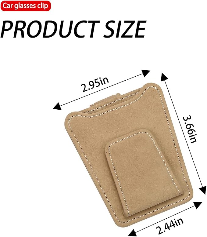 8sanlione Sunglasses Holder for Car, Magnetic Glasses Clip, Beige | 3.66x3.0 Inch, Universal fit, sun visors, faux fur surface, 180° rotation, avoid mag cards, car interior accessories - Image 2