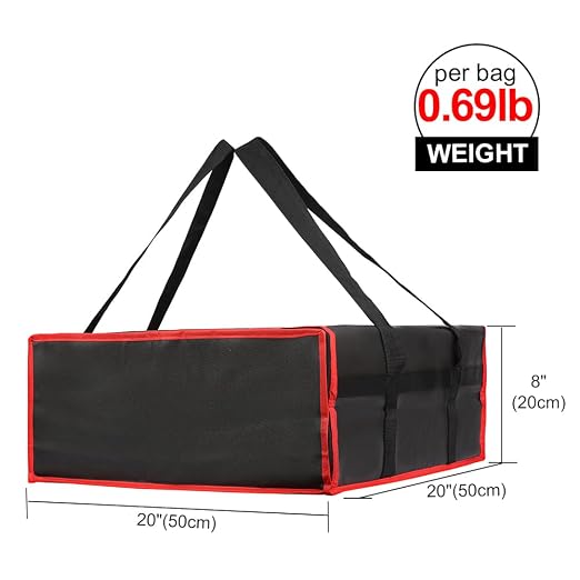 Bodaon Insulated Pizza Delivery Bag, 20" x 20" x 8" Pizza Warmer Bags for Carry Hot, Insulated Food Delivery Bag, Insulated Grocery Bags, Black with Red Edge, 1-Pack | Pizza Warmer Bags for Carry Hot Food, Insulated Food Delivery Bag, Grocery Shopping ... - Image 2
