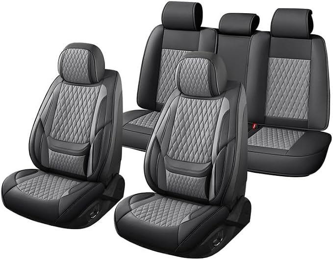 Car Seat Covers Full Set Custom Fit For Toyota Sienna 2021-2026, Black&Gray | Lumbar Support, Premium Faux Leather, Breathable, Anti-Slip, Airbag Compatible, Waterproof, Car Seat Protectors, 2 Row-5Seat - Image 7