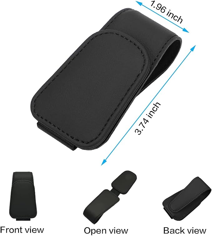 Sunglass Holder for Car Sun Visor, Magnetic Eyeglass Hanger Clip for Car Visor, Leather Car Glasses Mount, Car Interior Visor Accessories (Black-1Pcs) - Image 2