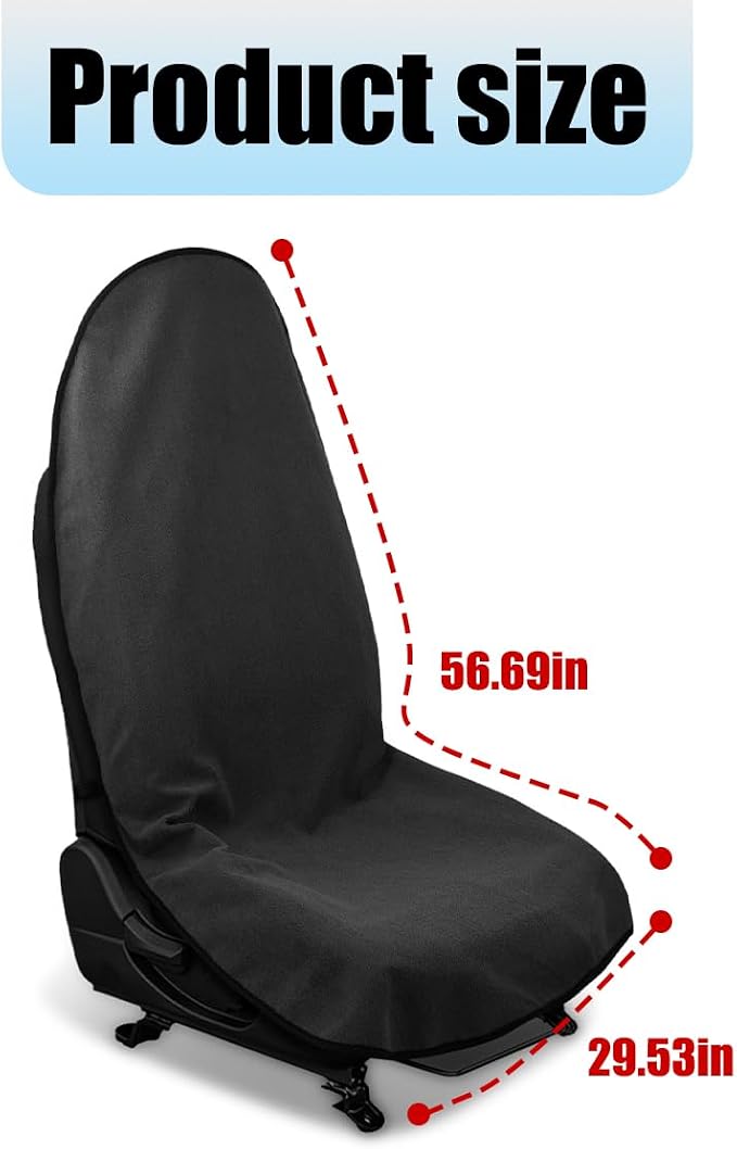 Mandark Waterproof Towel Car Seat Cover, Sweatproof Non Slip Bucket Carseat, Machine Washable Vehicle Bucket Frontseat Protector Accessories, Universal for SUV, Sedan, Truck(Black) - Image 2