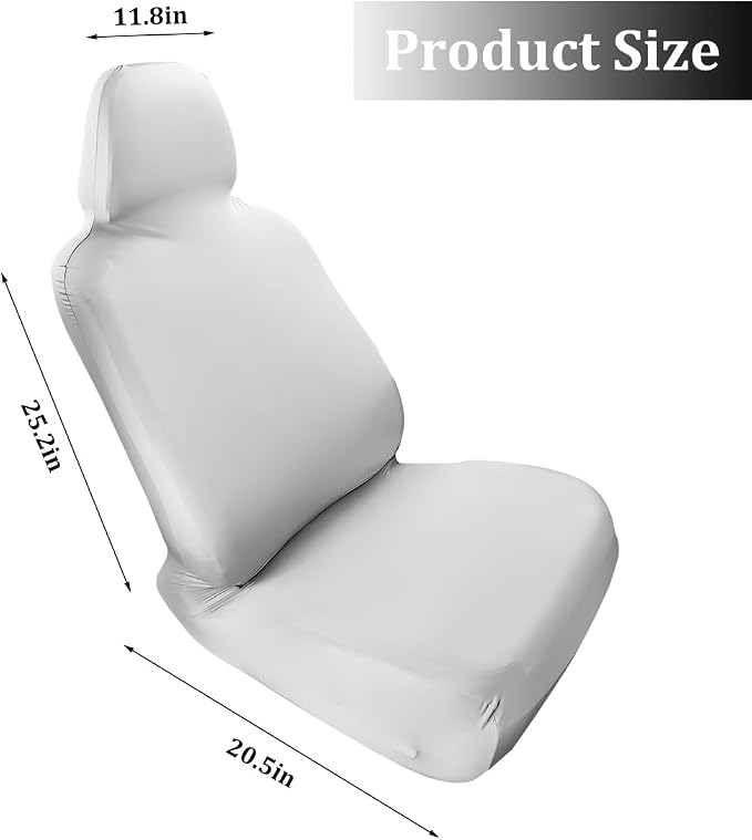 Car Seat Cover, Elastic Waterproof Dustproof Vehicle Front Seat Protector, Scratch Proof Automotive Interior Front Chair Cover Accessories, Universal Fit (White) - Image 2