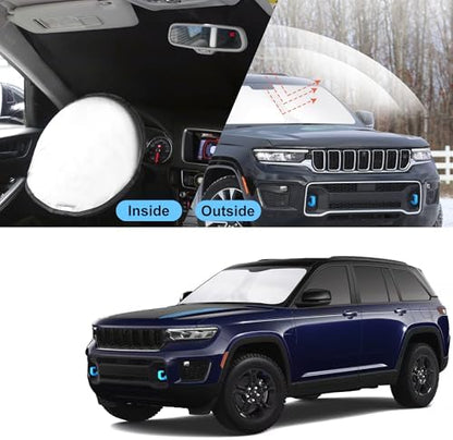 TINGLU Sun Shade for Jeep Grand Cherokee 4XE 2024 Accessories Windshield Sun Shade Window Shade UV Rays Protection Sun Visor Cover with Steering Wheel Sunshade Storage Bag - Image 6