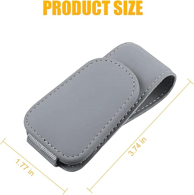 AICEL 2PCS Sunglasses Holders for Car Sun Visor, Magnetic Clip, Light Gray | Leather Eyeglasses Hanger Mounter, Magnetic Glasses Holder and Ticket Card Clip, Car Accessories, Universal Fit - Image 2