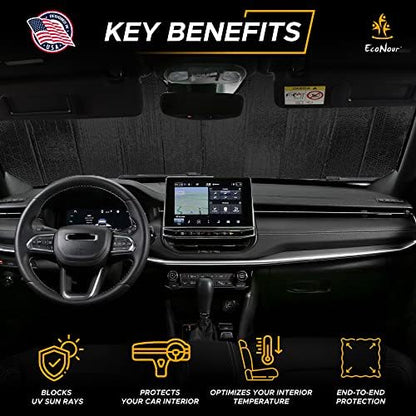 EcoNour Accordion Car Windshield Sun Shade for Trucks | Car Window Shades for Large SUVs & Pickups | UV Blocker Sun Visor for Interior Protection & Heat Control | XL (66 x 27 Inches) - Image 2