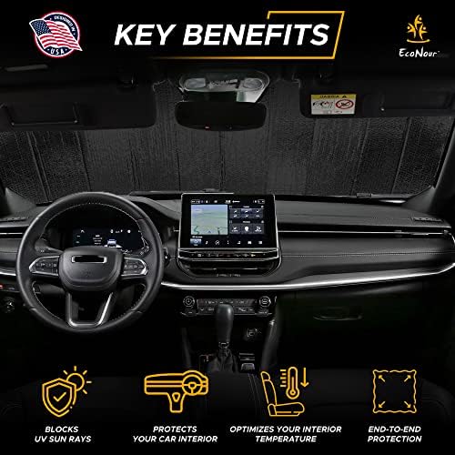 EcoNour Accordion Sun Shade Windshield for Trucks | Automotive Windshield Sun Shade to Keep Your Rig Safe | Fits for Semi Truck Windshields, Commercial & Big Rig Truck | XXL (80 x 30 inches) - Image 2