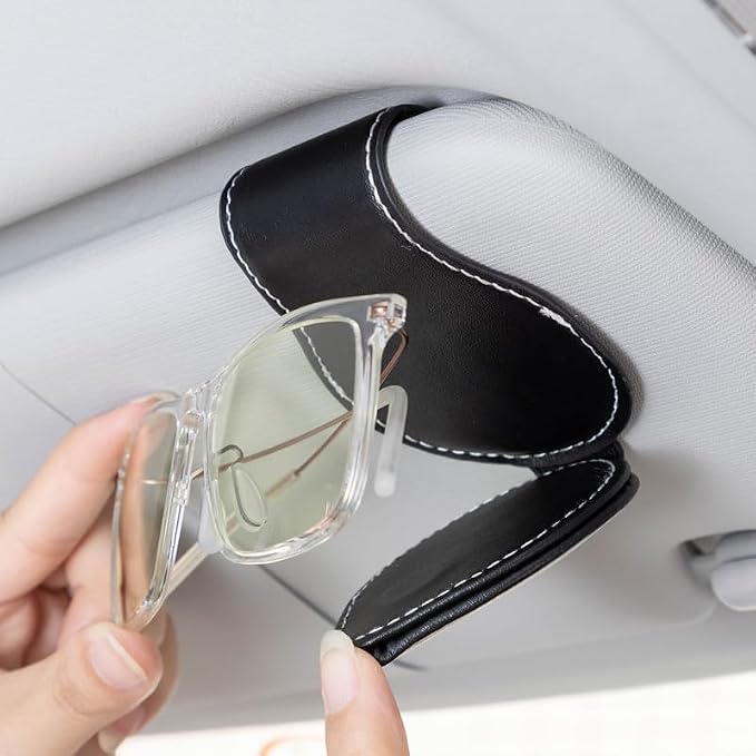 Car Sunglasses Holder for Porsche Panamera Cayenne Macan Boxster Taycan Cayman 718 911, Glasses Holder for Cars,Car Visor Sunglasses Clip,Clip-on Car Glasses Holder Black - Image 3