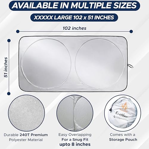 EcoNour RV Windshield Sun Shade, Foldable Cover for RVs & Motorhomes - Image 4