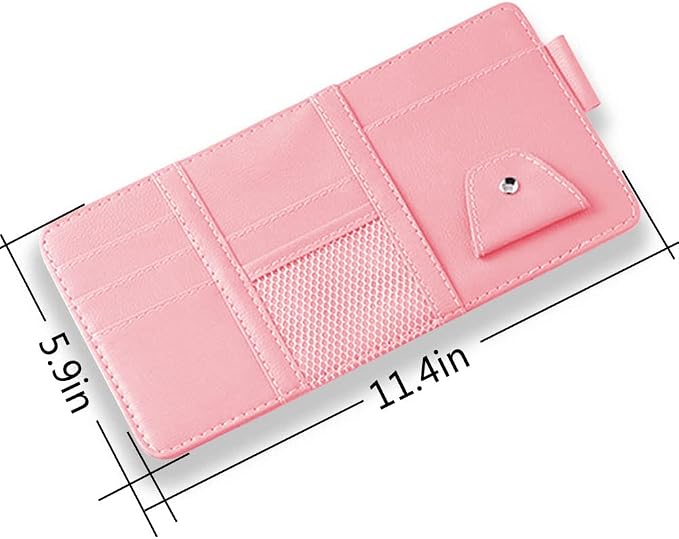 Car Sun Visor Organizer, 1 Pack Sunglasses Holder for Car Sun Visor, Auto Interior Accessories Pocket Organizers Can Store Sunglasses, Documents, Cards, Pen, Drivers License (Pink) | Auto Interior Accessories Pocket Organizers Can Store for Sunglasses,... - Image 2