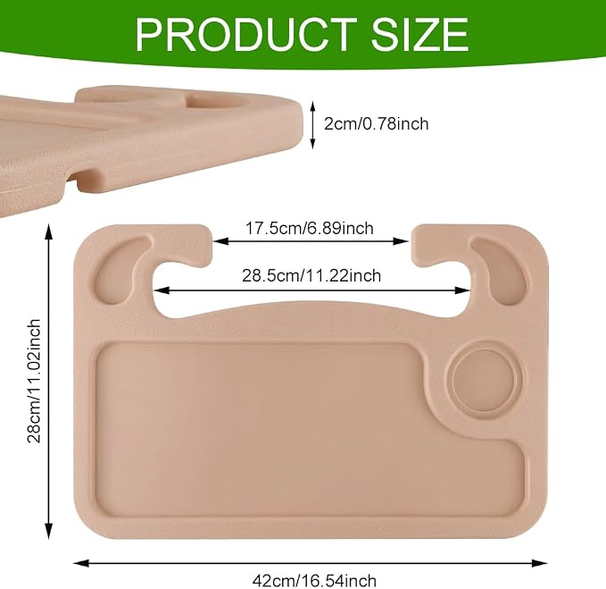 Car Steering Wheel Desk, Portable Car Tray, Durable Multi-Functional Travel Workstation with Cup Holder, Car Essentials Portable Laptop Tray & Eating Table for Most Vehicles Road Trip (Beige) - Image 2