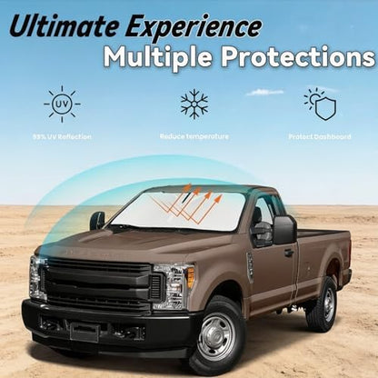 Windshield Sun Shade for 2008-2016 Ford F250 F350 F450 F550 - Image 3