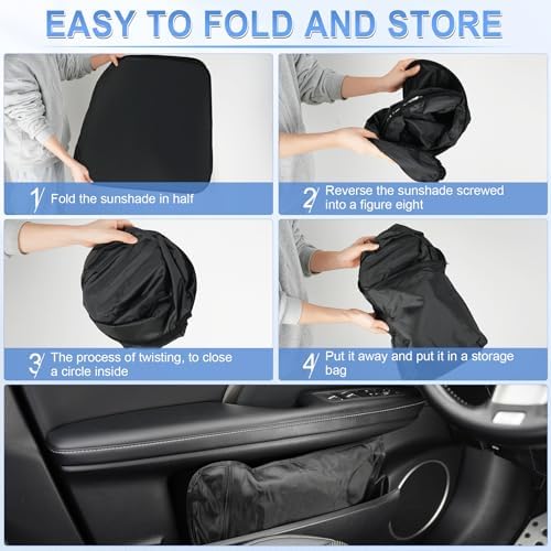 SINGARO 300T Universal Car Windshield Sun Shade, Foldable Reflective for Windshield & Window Shades with Overlapping Design, Car Interior Accessories (55.9" L x 37.4" W) - Image 6