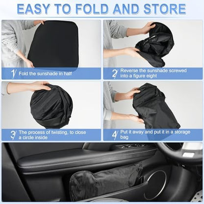 SINGARO 300T Universal Car Windshield Sun Shade, Foldable Reflective for Windshield & Window Shades with Overlapping Design, Car Interior Accessories (55.9" L x 37.4" W) - Image 6
