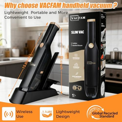 Handheld Vacuum Cordless,15KPA Vacuum with Storage Dock,Black - Image 2