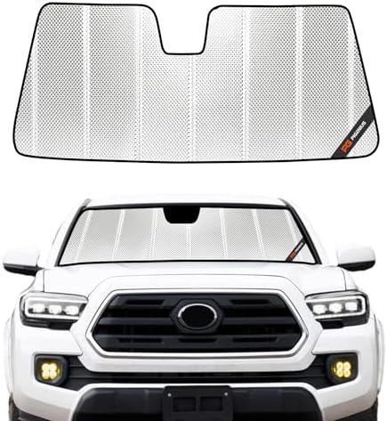 Pigenius Windshield Sun Shade for Toyota Tacoma 2018-2023 Without GoPro Mounted. Reflective Aluminum Film Front Window Sunshade - BLAZBLOCK by Pigenius