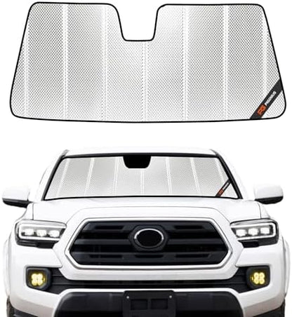 Pigenius Windshield Sun Shade for Toyota Tacoma 2018-2023 Without GoPro Mounted. Reflective Aluminum Film Front Window Sunshade - BLAZBLOCK by Pigenius