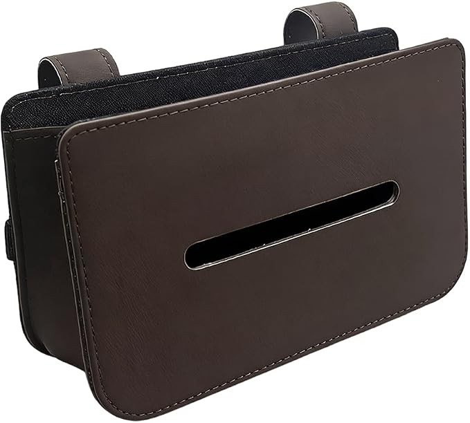 Car Tissue Holder, Leather Rectangular Car Backseat Napkin Storage Box, Multifunctional Vehicle Interior Tissues Organizer Accessories for Keep Auto Tidy (Brown) by Unknown