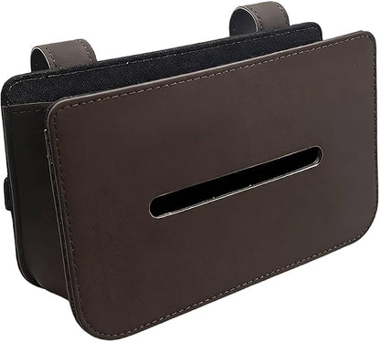 Car Tissue Holder, Leather Rectangular Car Backseat Napkin Storage Box, Multifunctional Vehicle Interior Tissues Organizer Accessories for Keep Auto Tidy (Brown) by Unknown
