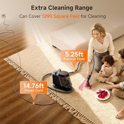 Uwant Carpet Cleaner Machine 18Kpa Portable Carpet Cleaner for Cars Couch, 2in1 Water Tank Upholstery Cleaner, Spot Cleaner with Cleaning Tools Set of 1 - Image 5