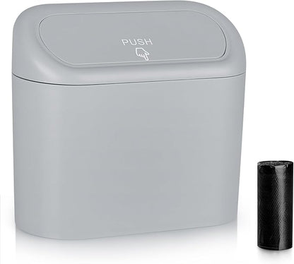 Accmor Car Trash Can, Portable Vehicle Trash Bin with Lid, Mini Car Dustbin Garbage Organizer Holder with One Roll Trash Bag, Leakproof Hanging Cars Storage Bag Container for Auto, SUV, Office (Grey) by Accmor
