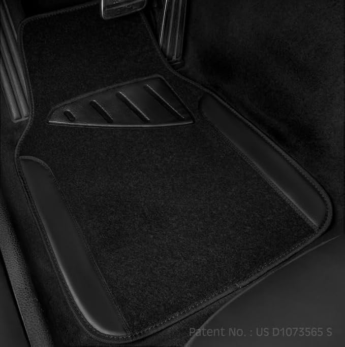 CAR PASS Waterproof Universal Fit Car Floor Mats, Faux Leather Car Carpet Mats, Black Car Mats with Anti-Slip Nibbs Backing & Driver Heel Pad Fit for SUV,Vans,sedans, Trucks,Set of 4pcs(All Black) - Image 7