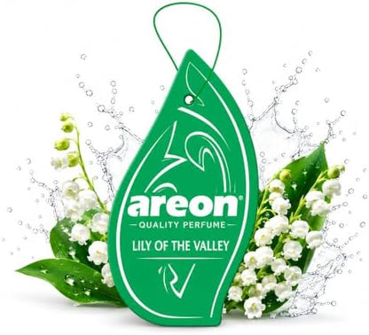 AREON MA33 Hanging Best Car Air Freshener Lily of the Valley Scent, Paper Hanging Ornaments, Long Lasting Scent for Car or Home 12 Pack by AREON