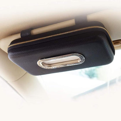 Car Tissue Holder, Sun Visor Napkin Holder, Car Visor Tissue Holder, Luxury PU Leather Backseat Tissue Case Holder (Black) by Cartisen
