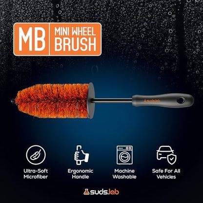 Suds Lab Mini Wheel Cleaning Brush, Multipurpose Rim Brush, Dense Bristles - Image 2