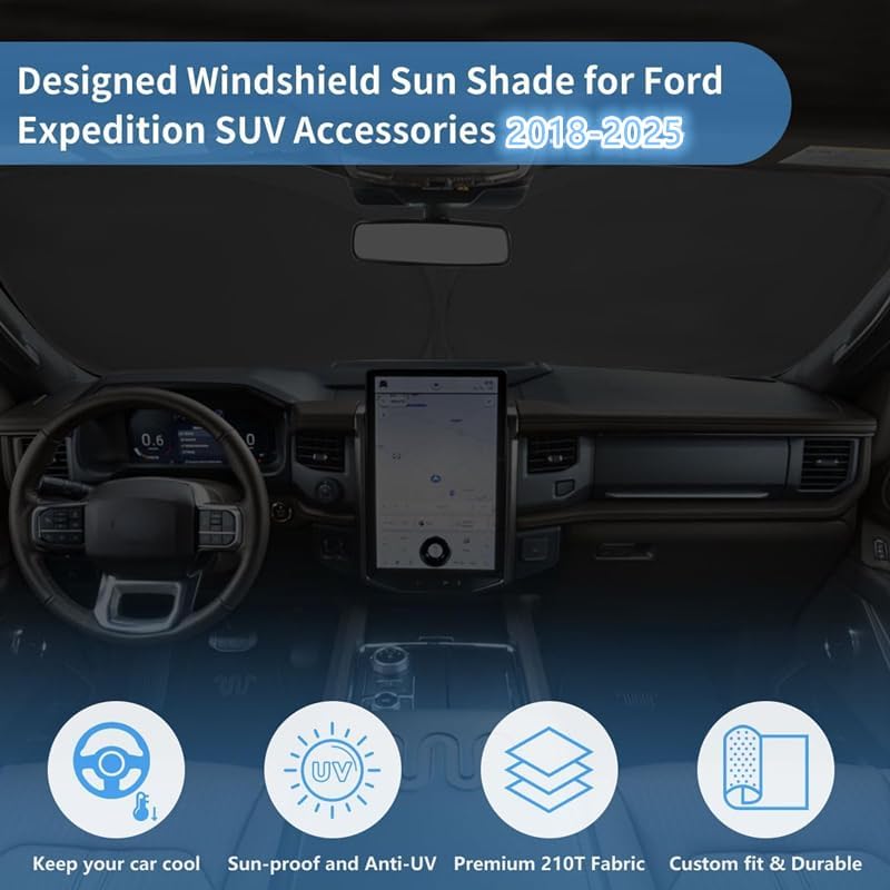 Windshield Sun Shade Car Sunshade Accessories Fit 2018-2026 Ford Expedition - Image 6