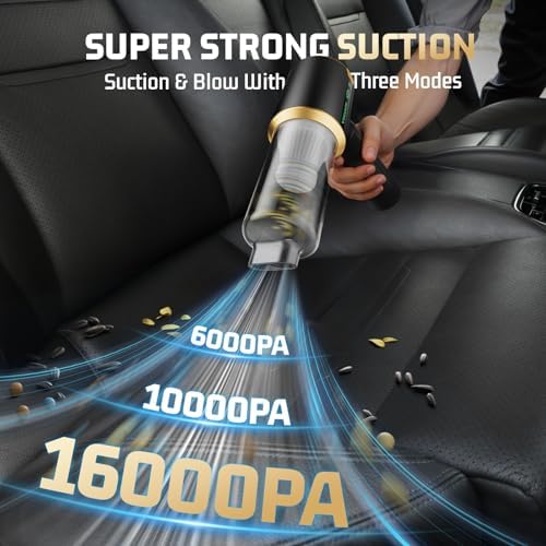 Cordless Car Vacuum Cleaner: 7-in-1 & 16000Pa Strong Suction - Blackish - Image 3
