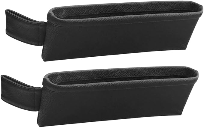 2PCS Car Seat Gap Filler Organizer, Leather Seat Gap Catcher Holder Pocket for Phones Keys Glasses, Auto Center Console Side Crevice Stopper Storage Box, Universal for Vehicles (Black) - Image 7