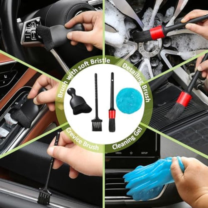 Qydipclin 10pcs Windshield Cleaner Tool, Car Window Cleaning Wash Kit with 4 Reusable Microfiber Pads 1 Spray Bottle and Extendable Handle Auto Glass Wiper Kit, Green - Image 4