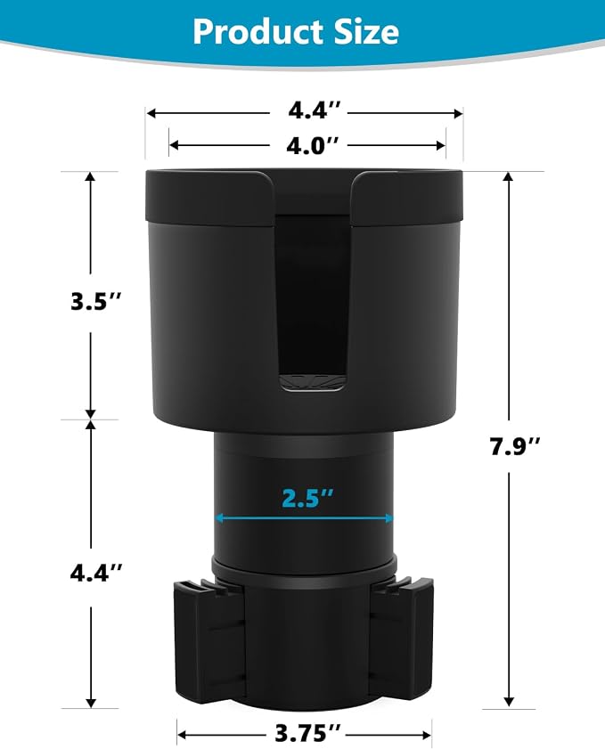 SEVEN SPARTA Car Cup Holder Expander, Long Base for 32-40oz Large Bottles | For Deeper cup holders on RAV4, Adjustable offset adapter, Holds 3.4-3.8 in bottles Mugs, Extender for Yeti Owala Hydro Flask - Image 5