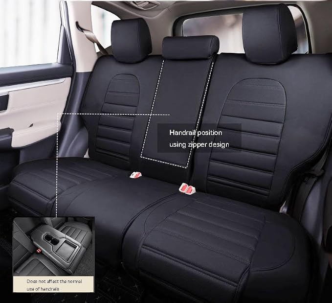 CocheFamilia Custom Fit Full Set Car Seat Covers for Select Honda CRV 2017 2018 2019 2020 2021 2022 - Leatherette (Black, 2017-2022 CRV) - Image 2