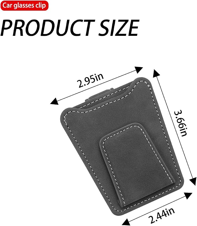 8sanlione Sunglasses Holder for Car, Magnetic Glasses Clip, Gray | 3.66x3.0 Inch, Universal fit, sun visors, faux fur surface, 180° rotation, avoid mag cards, car interior accessories - Image 2