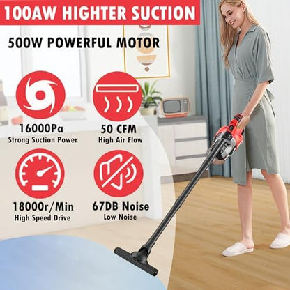 Cordless Vacuum Cleaner for Milwaukee M18 Battery, 5 in 1 Cordless Vacuum with 500W Brushless Motor Max 18000r/Min，50CFM 100AW Handheld Vacuum Cordless for Floor, Carpet, Car，Furniture(No Battery) - Image 2