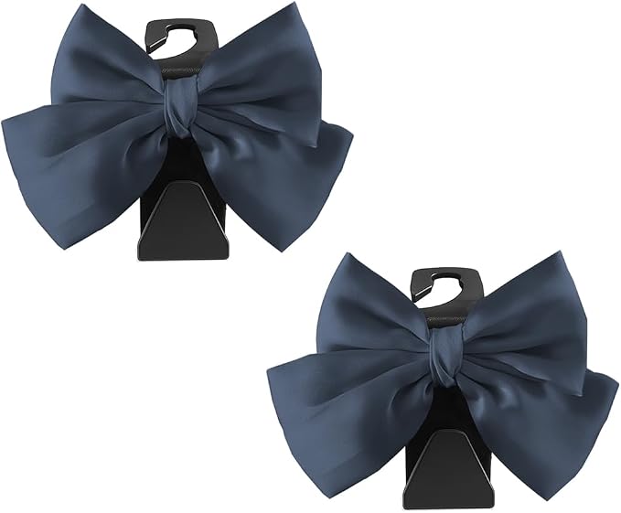 2PCS Car Seat Headrest Hook, Cute Bow Stylish Seat Back Purse Handbag Hanger Organizer, Multi-Purpose Auto Backseat Storage Hook Holder for Umbrella Coat Bag, Universal Fit (Dark Blue) - Image 7