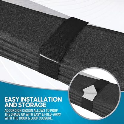 BDK-AS-2511 Front Windshield Shade-Accordion Folding Auto Sunshade for Car Truck SUV-Blocks UV Rays Sun Visor Protector-Keeps Your Vehicle Cool-57 x 27 Inch, Black Glitter - Image 6